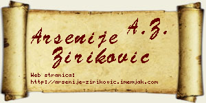 Arsenije Ziriković vizit kartica